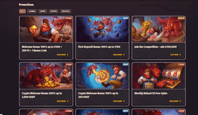Dragonia Casino bonus and free spins screenshot
